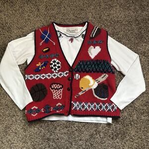 Vintage Christopher and Banks Embroidered Sports Vest And Matching Shirt Sz L
